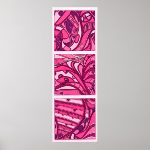 Abstract roze paneelschildering poster