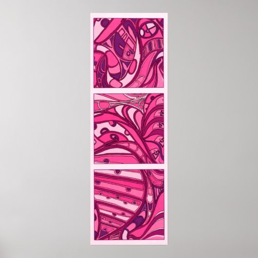 Abstract roze paneelschildering poster (Voorkant)
