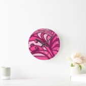 Abstract roze paneelschildering ronde klok (Huis)