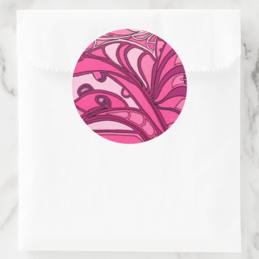Abstract roze paneelschildering ronde sticker (Tas)