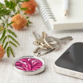 Abstract roze paneelschildering sleutelhanger (Zijkant)