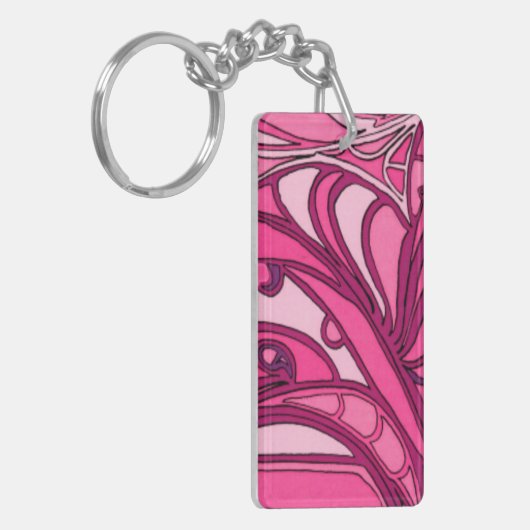 Abstract roze paneelschildering sleutelhanger (Voorkant Links)