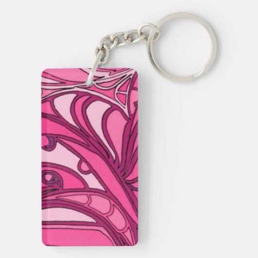 Abstract roze paneelschildering sleutelhanger (achterkant)