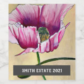 Abstract roze papaverwijn voor waterverf wijn etiket (Enkel label)