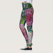Abstract roze pioen bloemenschilderij waterverf leggings (Links)