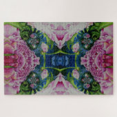 Abstract roze pioen bloemenschilderij waterverf legpuzzel (Horizontaal)