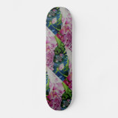 Abstract roze pioen bloemenschilderij waterverf skateboard (Voorkant)