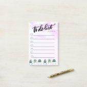 Abstract, Roze plastic van de Verf, Cactus om Lijs Post-it® Notes (Op bureau)