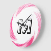 Abstract roze rondzendmonogram grote klok (Hoek)