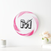 Abstract roze rondzendmonogram grote klok (Huis)