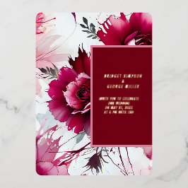 abstract roze roos bloemblaadje bruiloft folie uit folie uitnodiging