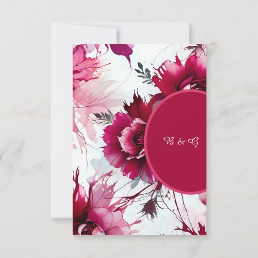 abstract roze roos bloemblaadje bruiloft RSVP kaartje (Achterkant)