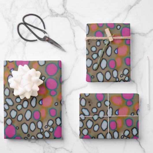 Abstract Roze Sinaasappel Bruin Polka Dot Pattern Inpakpapier Vel (Voorkant)