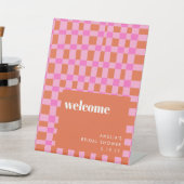 Abstract Roze Sinaasappel Custom Vrijgezellenfeest Reclamebord Met Voetstuk (Insitu)