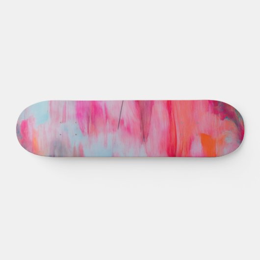 Abstract Roze Sinaasappel en Wit Skateboard (Horizontaal)