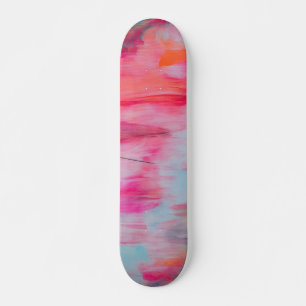 Abstract Roze Sinaasappel en Wit Skateboard