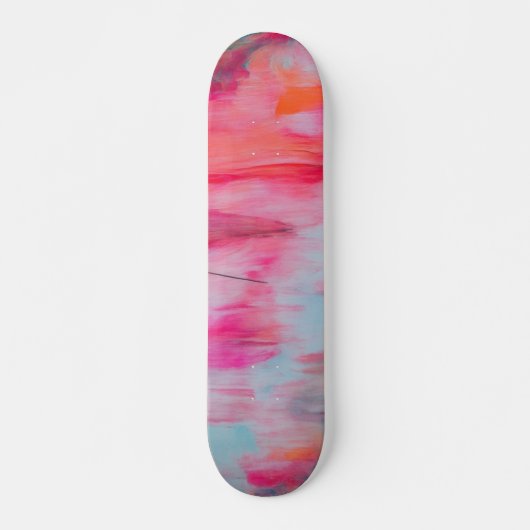 Abstract Roze Sinaasappel en Wit Skateboard (Voorkant)
