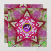 ABSTRACT ROZE STER PAARSE AMETHIST MONOGRAM KAART (Voorkant / Achterkant)