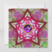 ABSTRACT ROZE STER PAARSE AMETHYST MONOGRAM KAART (Voorkant)