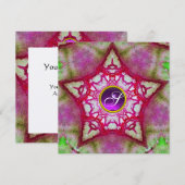 ABSTRACT ROZE STER PAARSE AMETHYST MONOGRAM KAART (Voorkant / Achterkant)