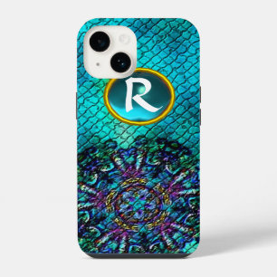 ABSTRACT ROZE TEAL BLAUWE MOZAÏEKSTER EDELSTEEN MO iPhone 14 HOESJE