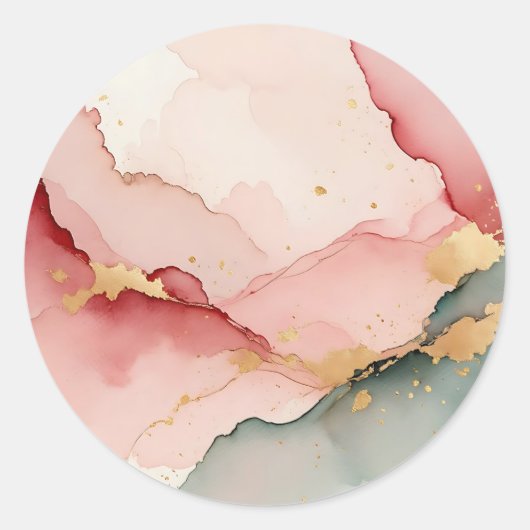 Abstract Roze Teal Goud Ronde Sticker (Voorkant)