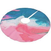 Abstract roze, turkoois: marmeren verfachtergrond kerstboom rok (Gekanteld)