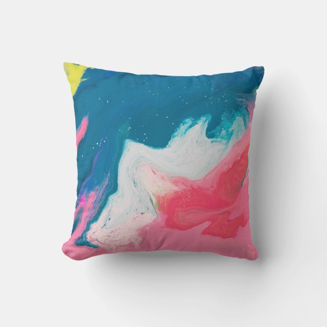 Abstract roze, turkoois: marmeren verfachtergrond kussen (Voorkant)