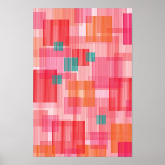 Abstract roze turquoise geometrisch vierkant patro poster (Voorkant)
