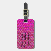 Abstract roze vierkant patroon bagagelabel (Voorkant verticaal)