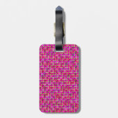 Abstract roze vierkant patroon bagagelabel (Achterkant verticaal)