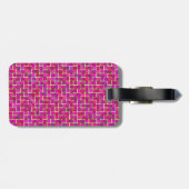 Abstract roze vierkant patroon bagagelabel (Achterkant horizontaal)