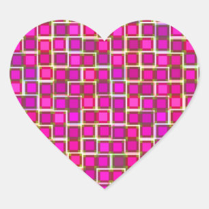 Abstract roze vierkant patroon hart sticker
