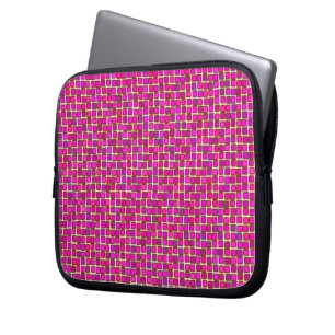 Abstract roze vierkant patroon laptop sleeve
