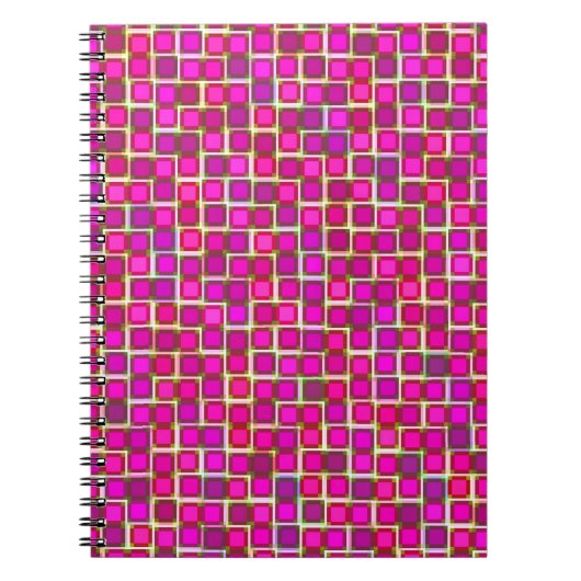 Abstract roze vierkant patroon notitieboek (Voorkant)