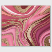 Abstract roze vloeibare marmer met glitter goud cadeaupapier (Vlak)