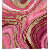 Abstract roze vloeibare marmer met glitter goud douchegordijn (Voorkant)