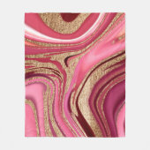Abstract roze vloeibare marmer met glitter goud fleece deken (Voorkant)