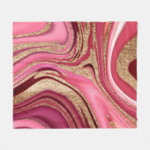 Abstract roze vloeibare marmer met glitter goud fleece deken (Voorkant (Horizontaal))