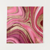 Abstract roze vloeibare marmer met glitter goud wandkleed (Voorkant (horizontaal))