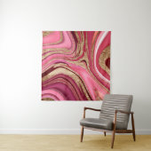 Abstract roze vloeibare marmer met glitter goud wandkleed (In Situ (horizontaal))