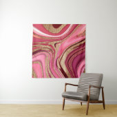 Abstract roze vloeibare marmer met glitter goud wandkleed (In situ)