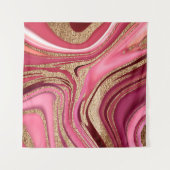 Abstract roze vloeibare marmer met glitter goud wandkleed (Voorkant)