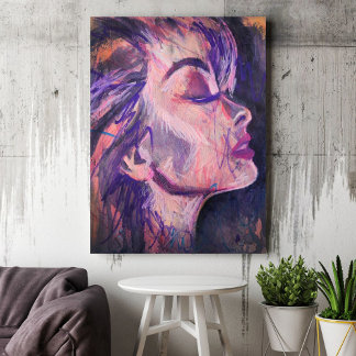 Abstract roze vrouw krabbelen kunst print