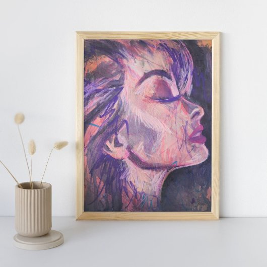 Abstract roze vrouw krabbelen kunst print