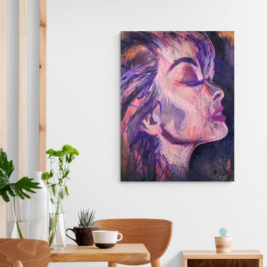 Abstract roze vrouw krabbelen kunst print