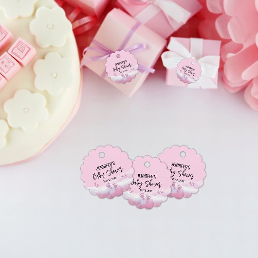 Abstract Roze Waterverf Baby shower Bedankjes Labels