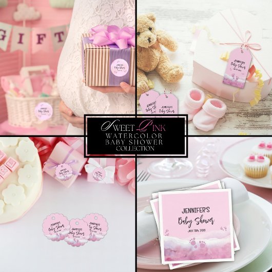 Abstract Roze Waterverf Baby shower Papieren Bordje