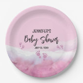 Abstract Roze Waterverf Baby shower Papieren Bordje (Voorkant)