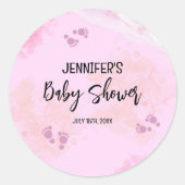 Abstract Roze Waterverf Baby shower Ronde Sticker (Voorkant)